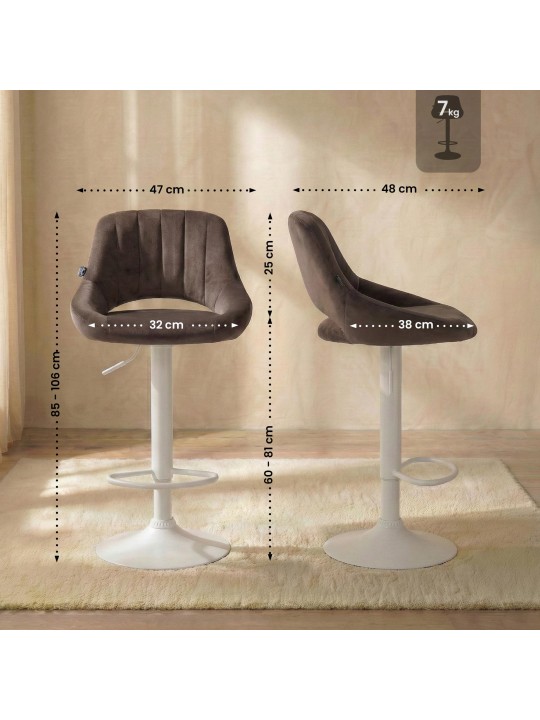 Tabouret de bar Milet velours, brun