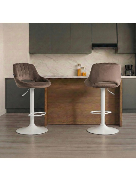 Tabouret de bar Milet velours, brun