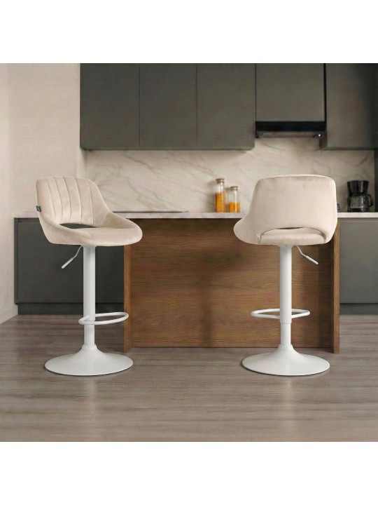 Tabouret de bar Milet velours, crème