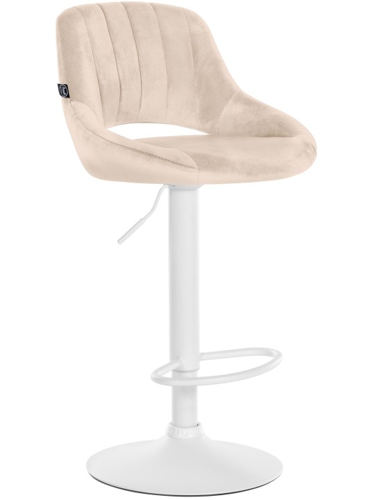 Tabouret de bar Milet velours, crème