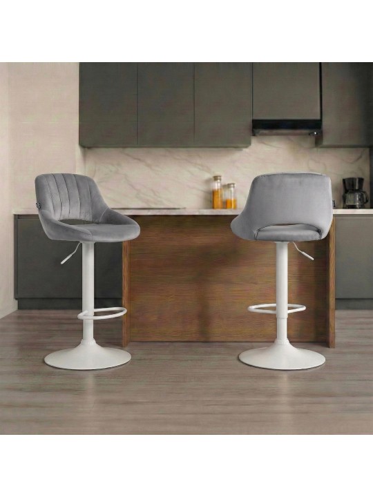Tabouret de bar Milet velours, gris foncé