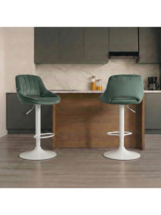 Tabouret de bar Milet velours, vert