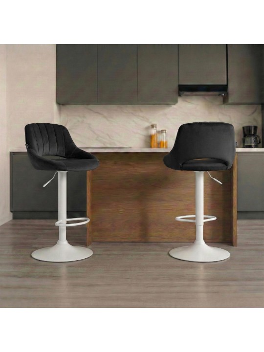 Tabouret de bar Milet velours, noir