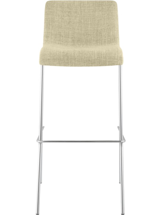 Tabouret de bar Hoover tissu 4 pieds structure chrome, crème