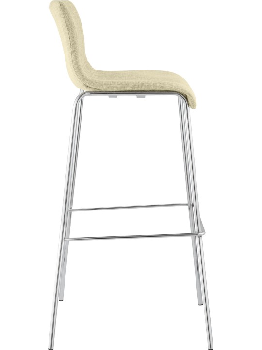 Tabouret de bar Hoover tissu 4 pieds structure chrome, crème