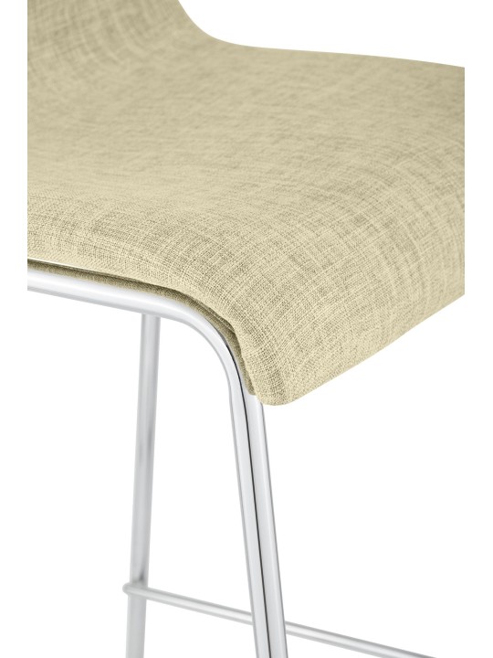 Tabouret de bar Hoover tissu 4 pieds structure chrome, crème