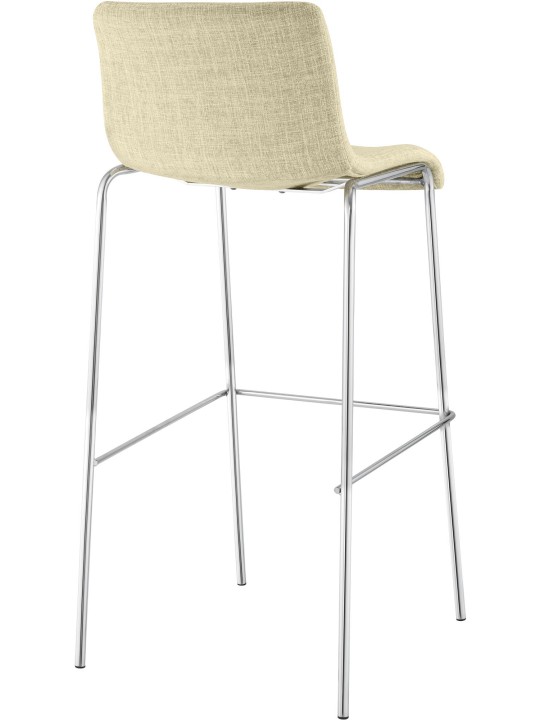 Tabouret de bar Hoover tissu 4 pieds structure chrome, crème