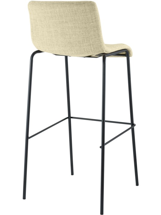 Tabouret de bar Hoover en tissu structure 4 pieds, crème