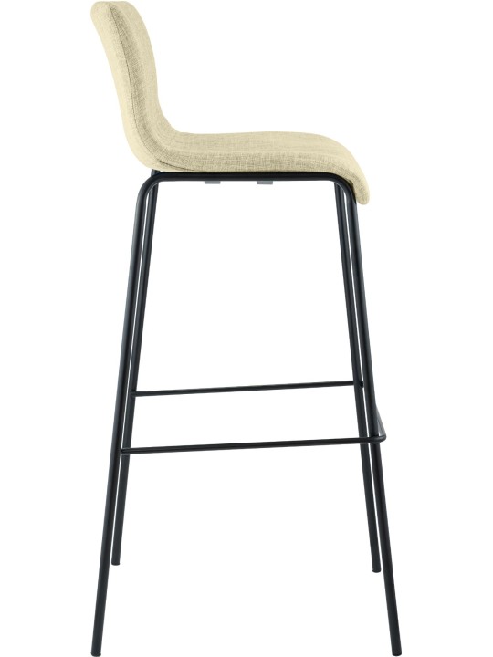 Tabouret de bar Hoover en tissu structure 4 pieds, crème
