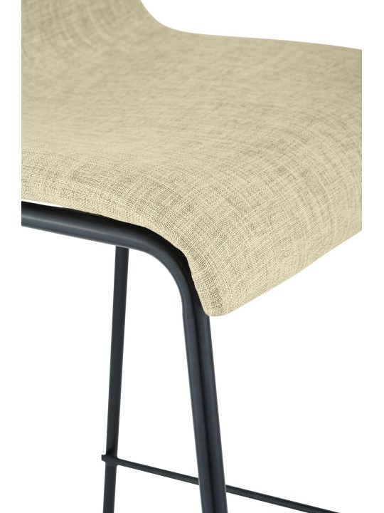 Tabouret de bar Hoover en tissu structure 4 pieds, crème