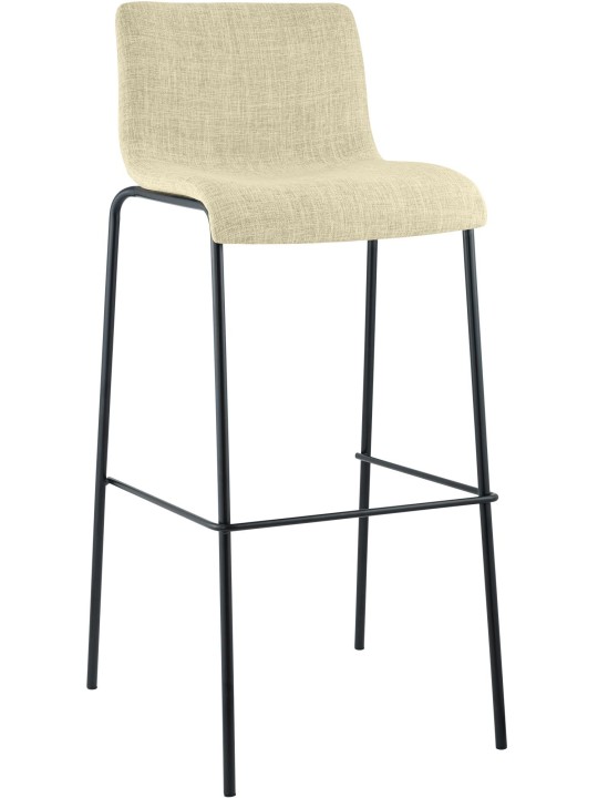 Tabouret de bar Hoover en tissu structure 4 pieds, crème
