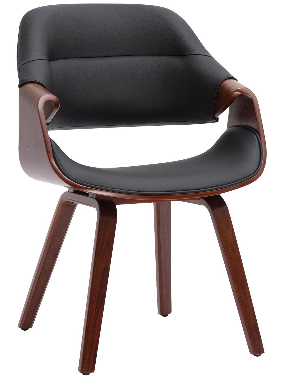 Chaise de salle à manger Maira similicuir, noyer/noir