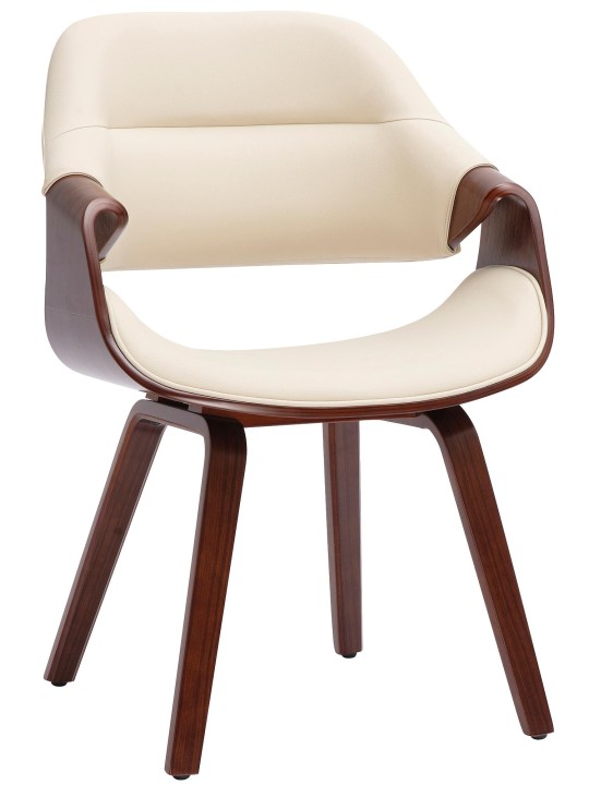 Chaise de salle à manger Maira similicuir, noyer/crème