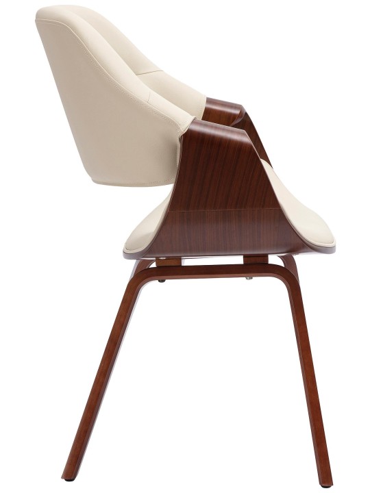Chaise de salle à manger Maira similicuir, noyer/crème