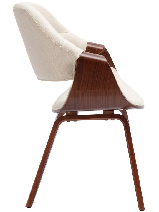 Chaise de salle à manger Maira tissu, noyer/crème
