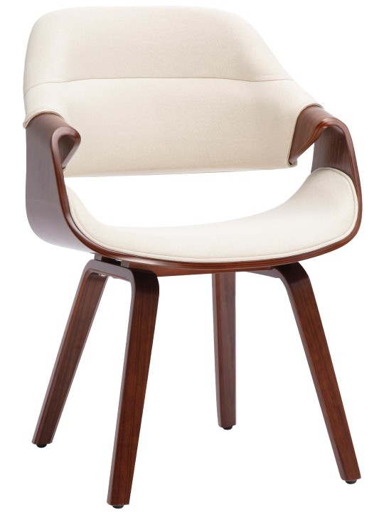 Chaise de salle à manger Maira tissu, noyer/crème