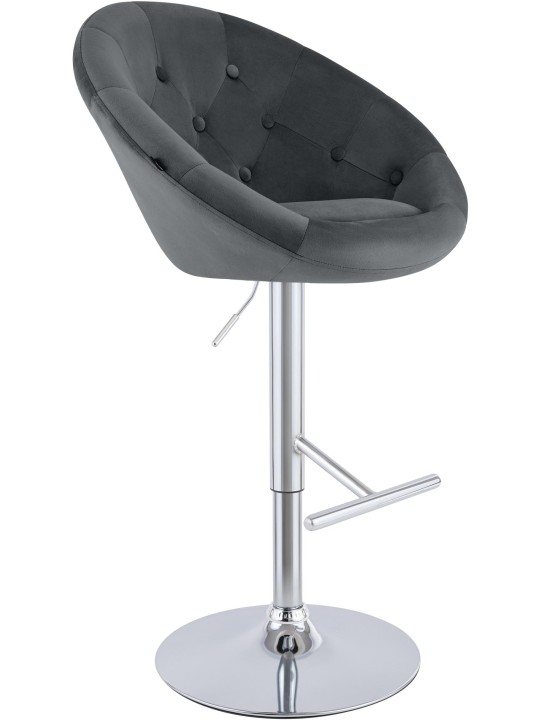 Tabouret de bar London velours chrome, gris foncé Tabouret de bar London velours chrome, gris foncé
