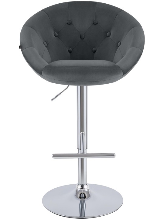 Tabouret de bar London velours chrome, gris foncé Tabouret de bar London velours chrome, gris foncé
