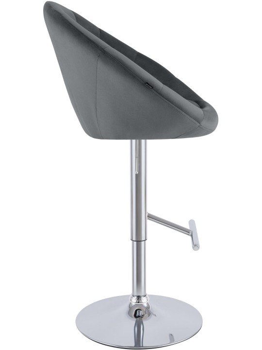 Tabouret de bar London velours chrome, gris foncé Tabouret de bar London velours chrome, gris foncé