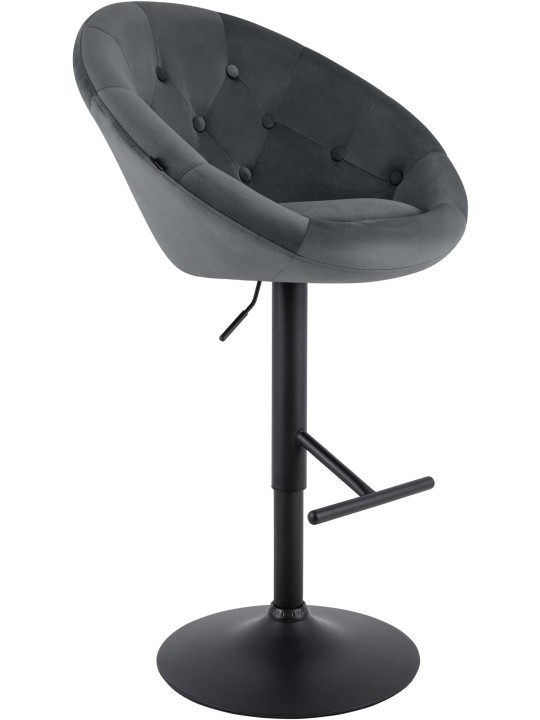 Tabouret de bar London velours noir, gris foncé Tabouret de bar London velours noir, gris foncé