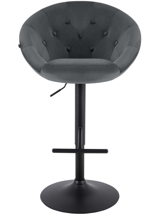 Tabouret de bar London velours noir, gris foncé Tabouret de bar London velours noir, gris foncé