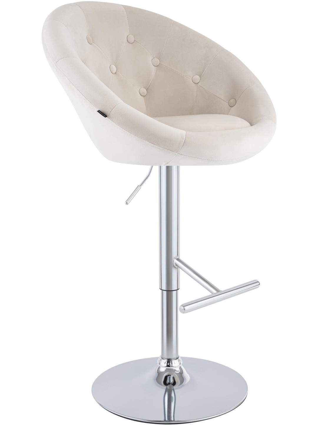 Tabouret de bar London velours chrome, crème
