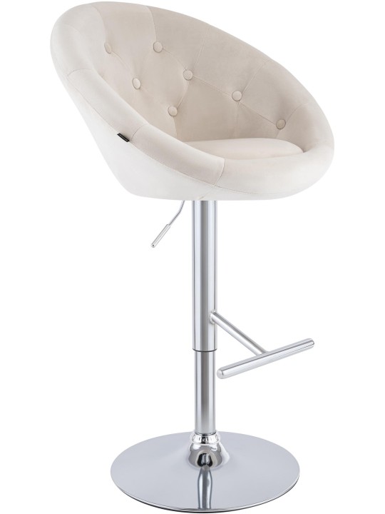 Tabouret de bar London velours chrome, crème Tabouret de bar London velours chrome, crème