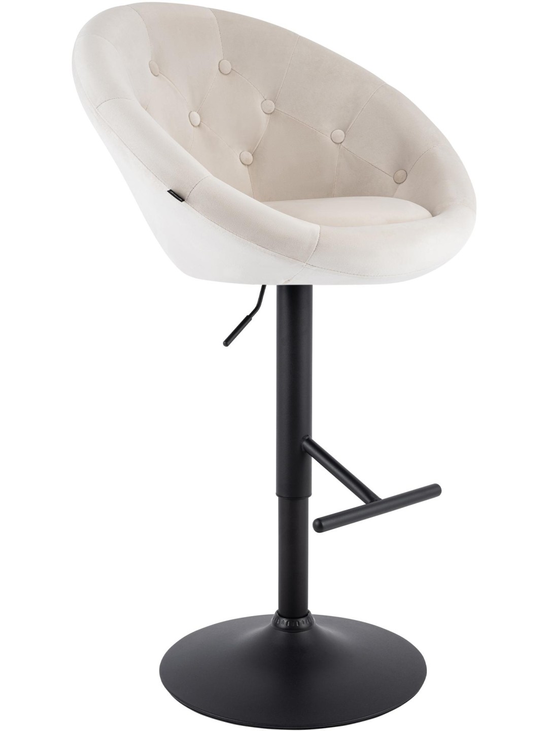Tabouret de bar London velours noir, crème