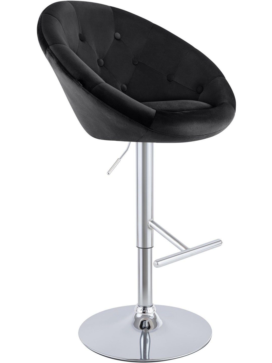 Tabouret de bar London velours chrome, noir