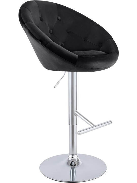 Tabouret de bar London velours chrome, noir Tabouret de bar London velours chrome, noir