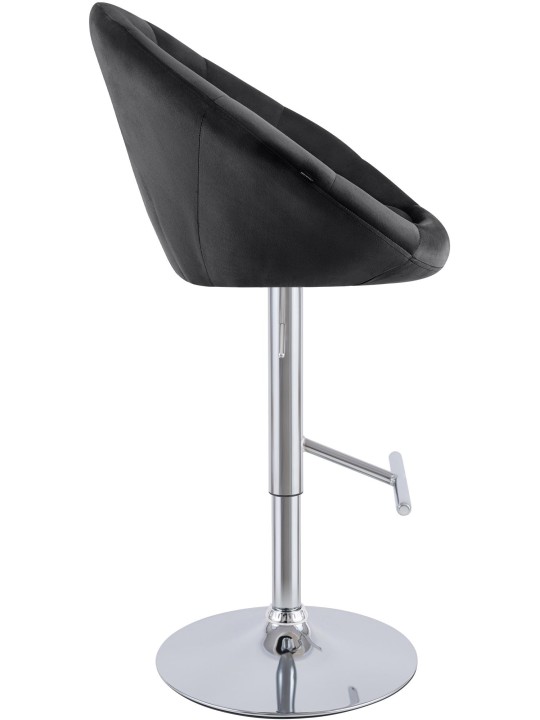 Tabouret de bar London velours chrome, noir Tabouret de bar London velours chrome, noir
