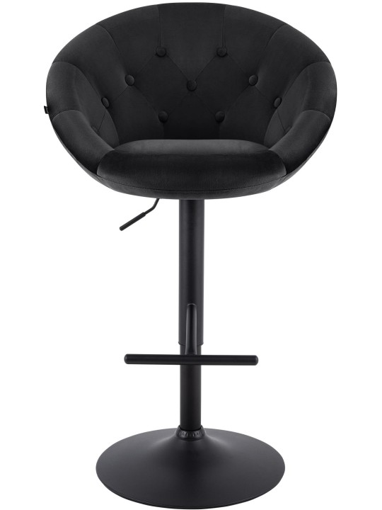 Tabouret de bar London velours noir, noir