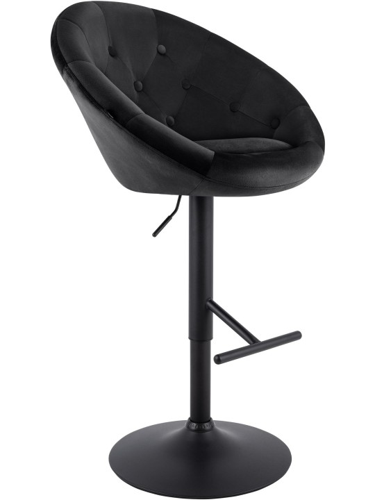 Tabouret de bar London velours noir, noir