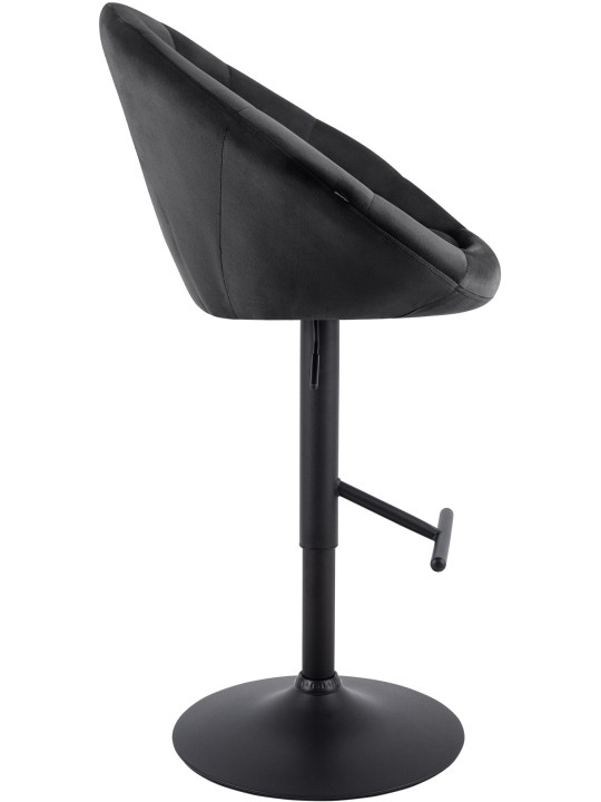 Tabouret de bar London velours noir, noir