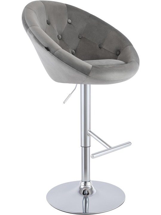 Tabouret de bar London velours chrome, gris Tabouret de bar London velours chrome, gris