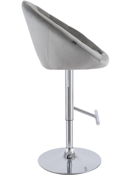 Tabouret de bar London velours chrome, gris Tabouret de bar London velours chrome, gris