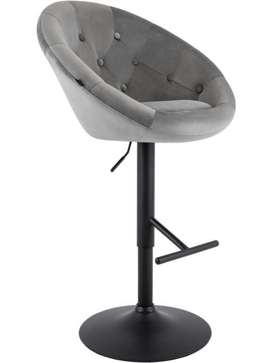 Tabouret de bar London velours noir, gris Tabouret de bar London velours noir, gris