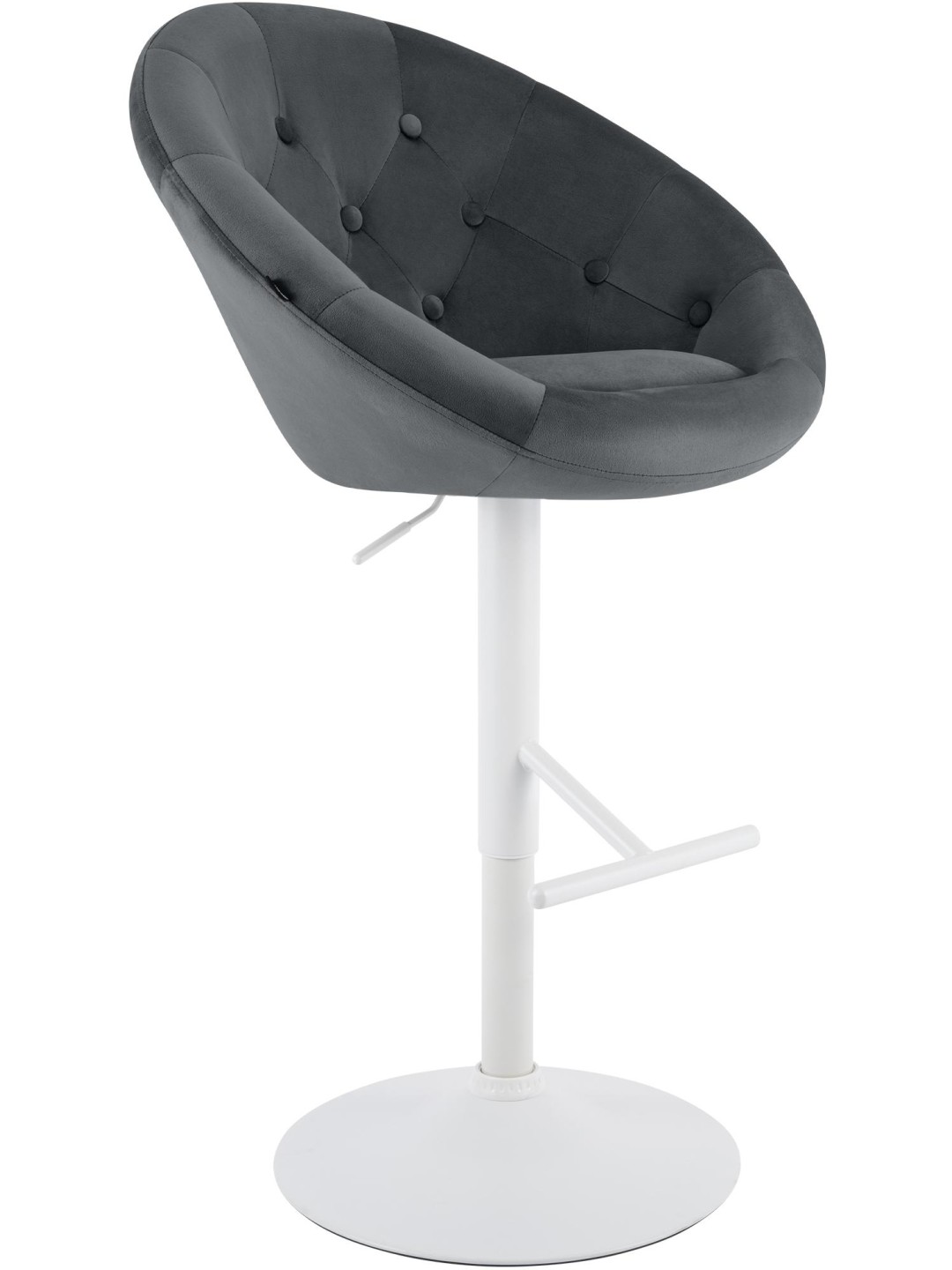Tabouret de bar London velours blanc, gris foncé