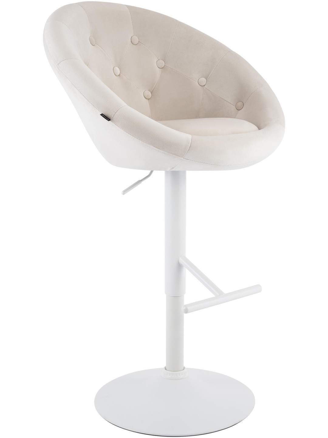 Tabouret de bar London velours blanc, crème