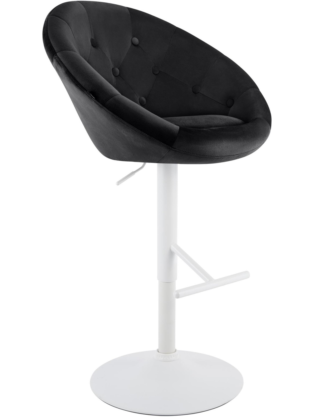 Tabouret de bar London velours blanc, noir
