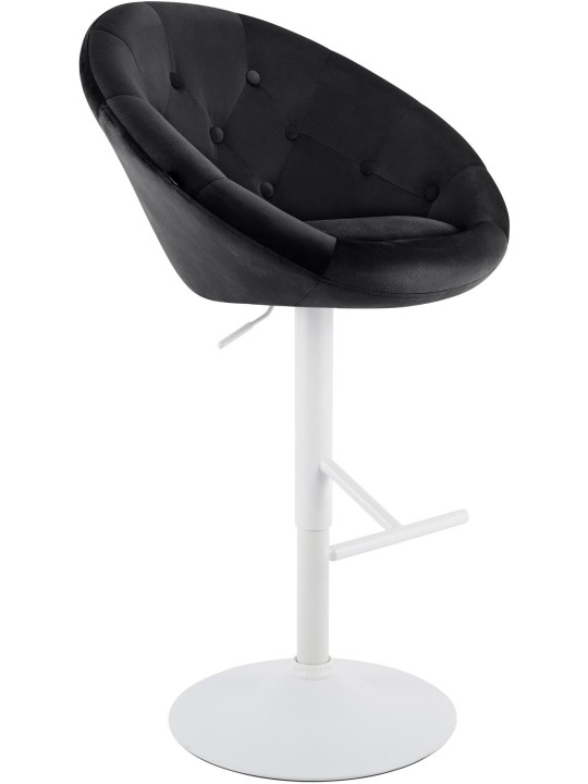Tabouret de bar London velours blanc, noir