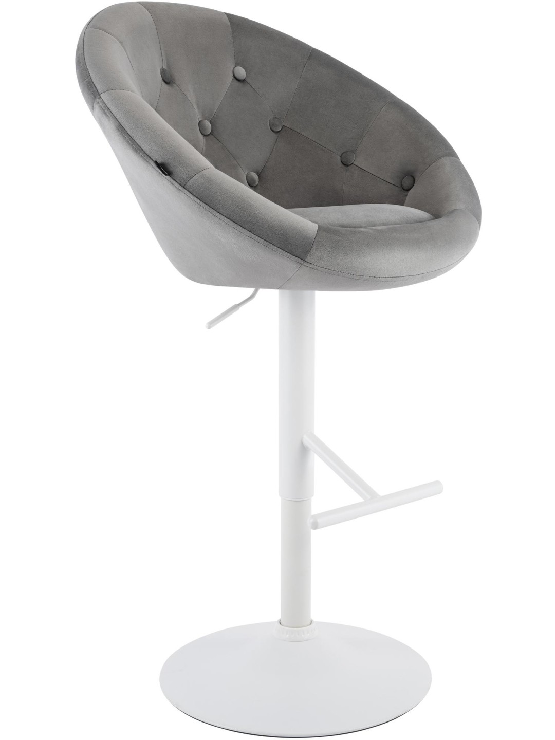 Tabouret de bar London velours blanc, gris