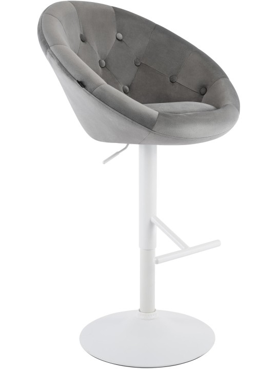 Tabouret de bar London velours blanc, gris Tabouret de bar London velours blanc, gris