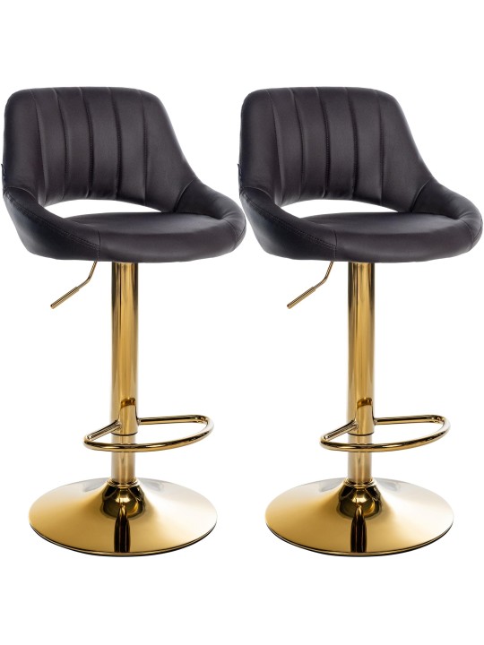 Lot de 2 tabourets de bar Milet similicuir G, marron Lot de 2 tabourets de bar Milet similicuir G, marron
