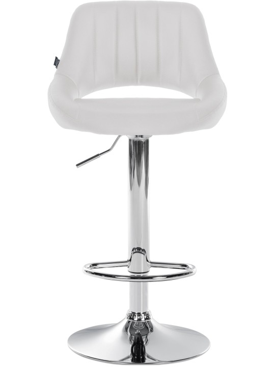 Tabouret de bar Milet simili cuir chromé, blanc