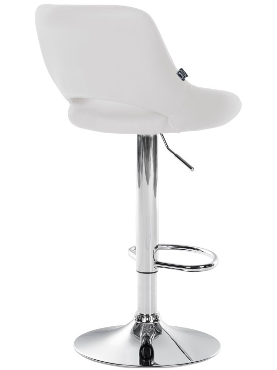 Tabouret de bar Milet simili cuir chromé, blanc