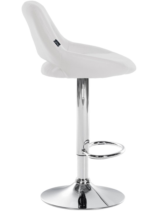 Tabouret de bar Milet simili cuir chromé, blanc