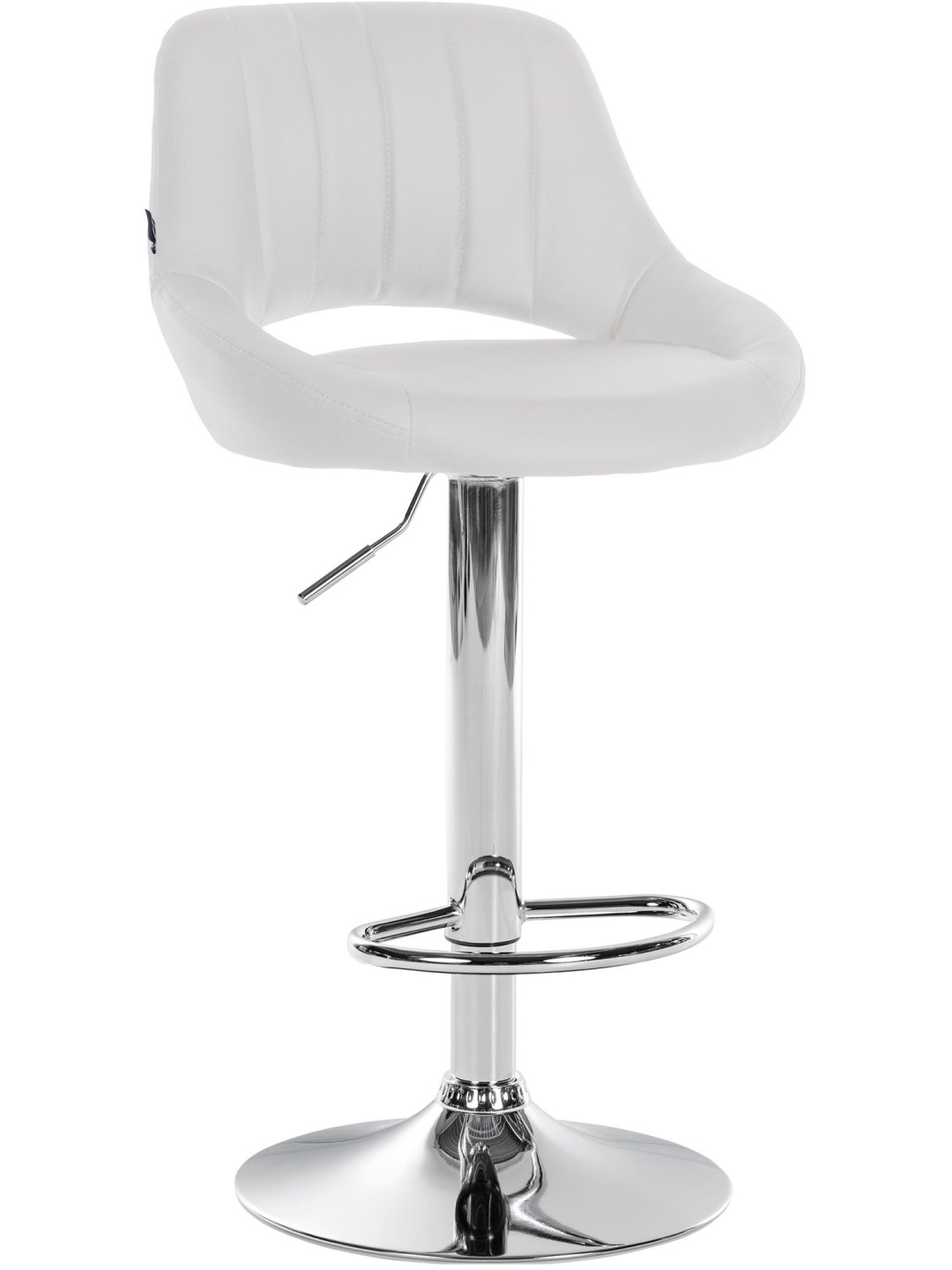 Tabouret de bar Milet simili cuir chromé, blanc
