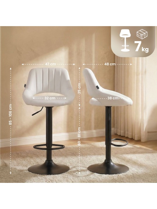 Tabouret de bar Milet simili cuir, blanc