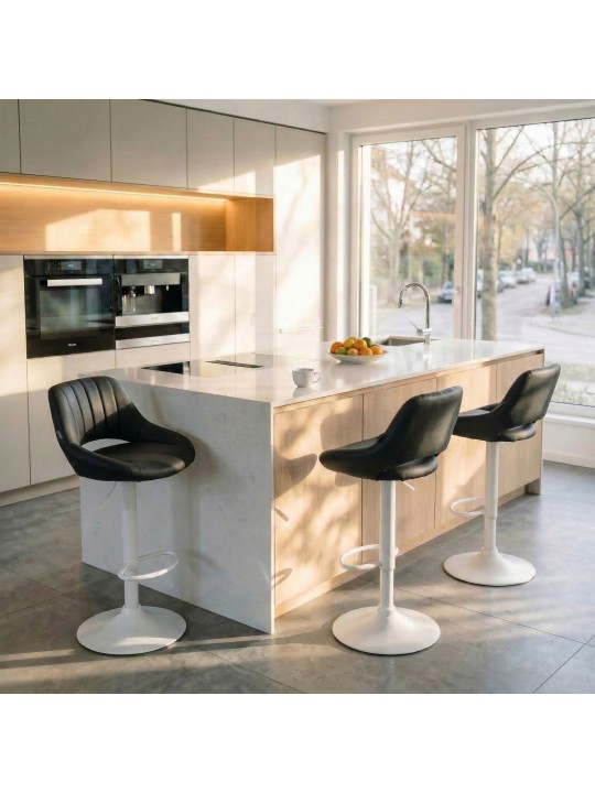 Tabouret de bar Milet simili cuir, noir